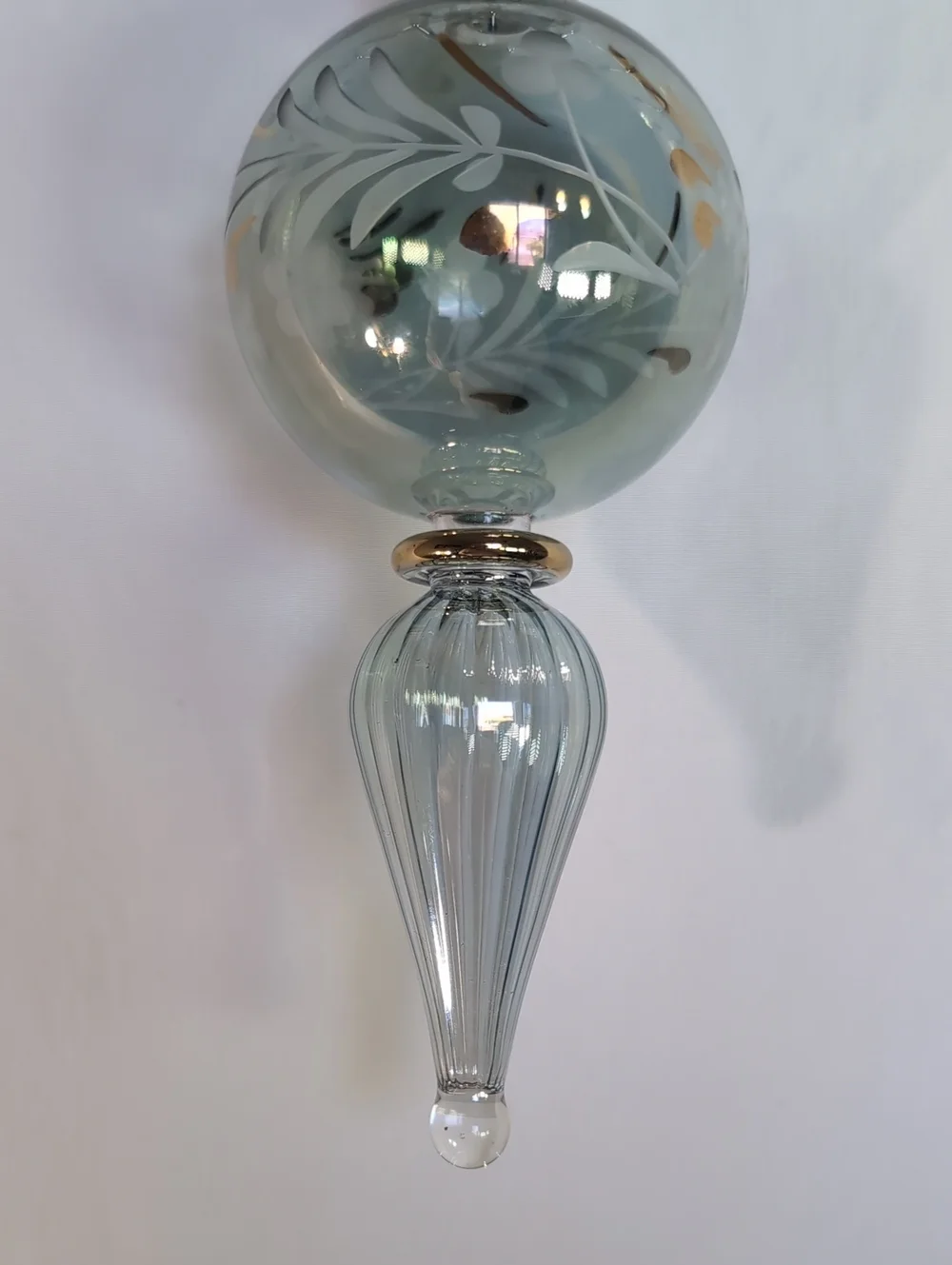 Christmas Ornament - Egyptian Museum Blue Mouth Blown Glass 24 Karat Gold Trim